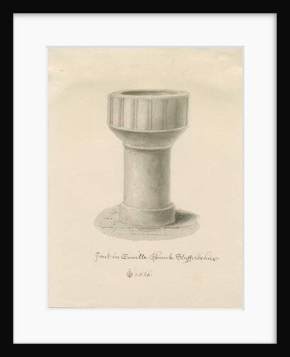 Font in Enville Church by John Chessell Buckler