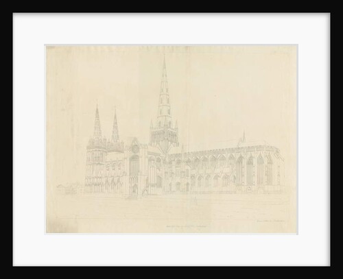 Lichfield Cathedral - South East View: outline etching, nd [1808] by John Buckler