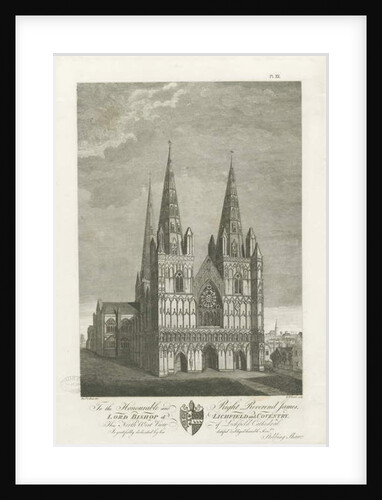 Lichfield Cathedral - West Front: engraving, nd [1762-1802] by Stebbing Shaw