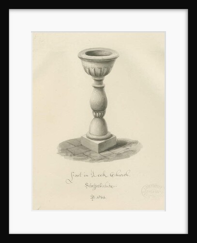 Font in Leek Church by John Buckler