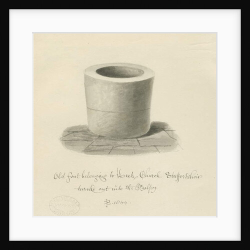 Font in Leek Church by John Buckler