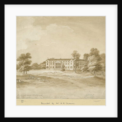 Fisherwick Hall: sepia wash drawing by School English