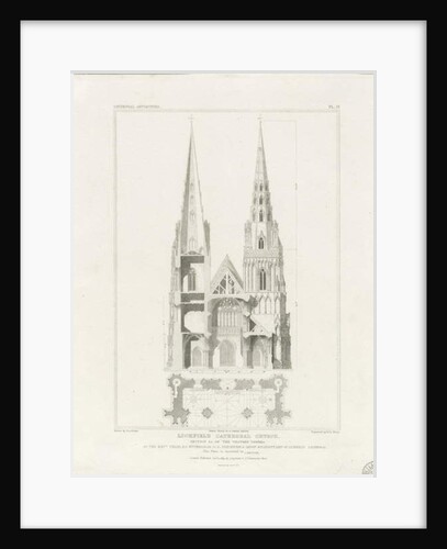 Lichfield Cathedral - West Front: engraving, nd [c 1819] by John Britton