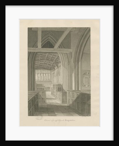 Interior of Leigh Church: sepia drawing, 1841 by George Buckler