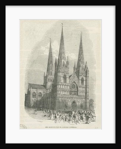 Lichfield Cathedral - West Front: woodcut engraving by School English