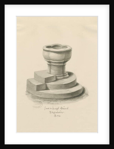Font in Leigh Church by John Buckler