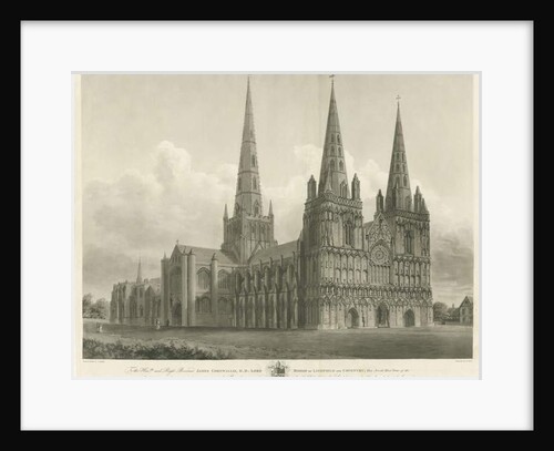 Lichfield Cathedral - North West View: engraving, [1807] by John Buckler