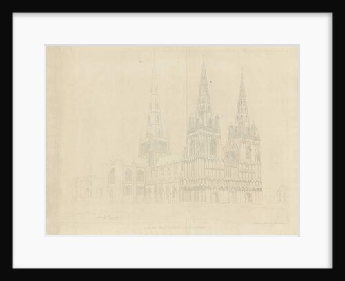 Lichfield Cathedral - North West View: etching, 1807 by John Buckler