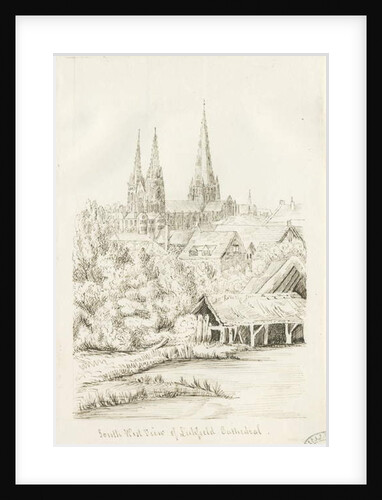 Lichfield Cathedral - South West View: pen drawing, nd [?1788-1855] by Henry Curzon Allport