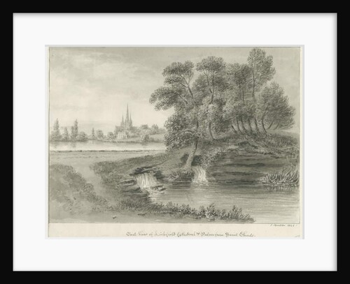 Lichfield Cathedral - East View: sepia drawing, 1844 by John Buckler