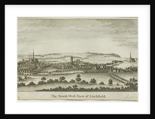 Lichfield - South West View: copper-plate engraving, nd [late 18th cent] by School English