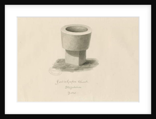 Font in Gayton Church by John Buckler