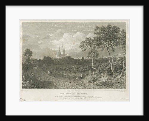 Lichfield Cathedral - West View: engraving by William Tombleson