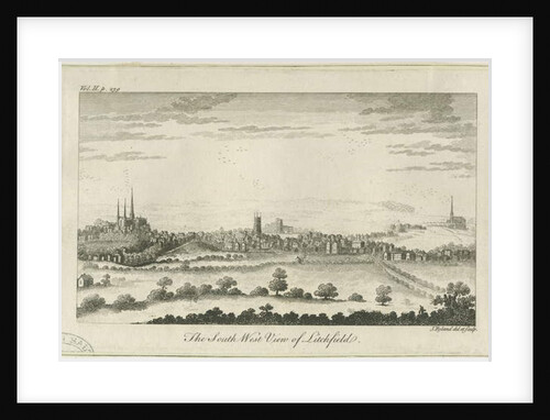 Lichfield - South West View: engraving, nd [c 1764] by School English