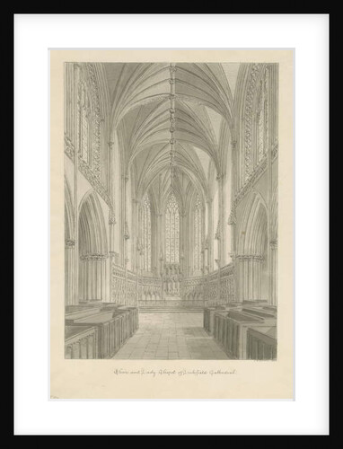 Interior of Lichfield Cathedral - Choir and Lady Chapel: sepia drawing, 1833 by John Chessell Buckler