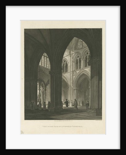 Interior of Lichfield Cathedral - Nave: aquatint engraving, 1813 by Charles Wild