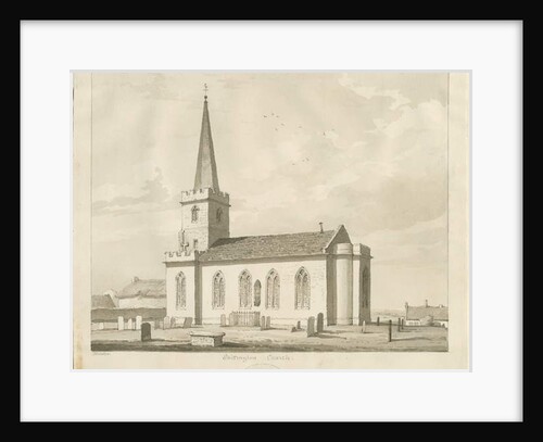 Whittington Church: sepia drawing, 1836 by Thomas Peploe Wood