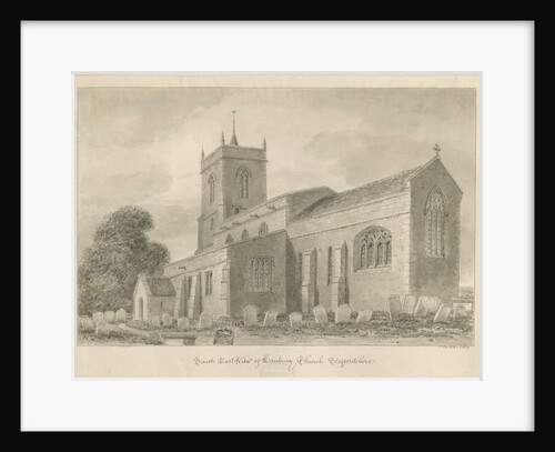 Hanbury Church: sepia wash drawing, 1839 by John Buckler