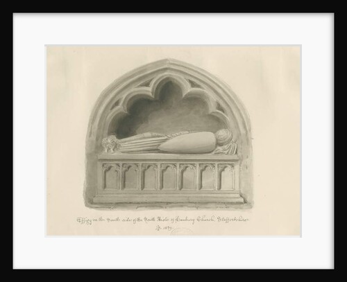 Hanbury Church - Effigy [of Sir John Hanbury]: sepia drawing, 1839 by John Buckler