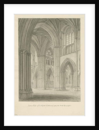 Interior of Lichfield Cathedral - Crossing from the North Transept: sepia drawing, 1806 by John Buckler