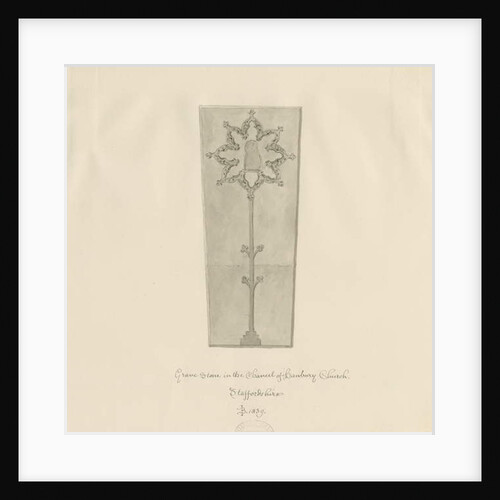 Hanbury Church - Gravestone: sepia drawing, 1839 by John Buckler