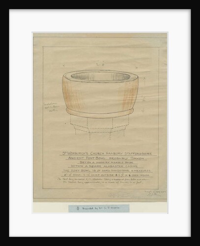 Hanbury Church - Ancient Font Bowl: tracing, nd [1933] by School English