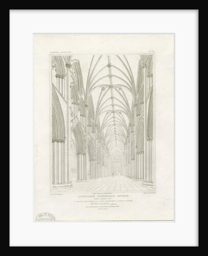Interior of Lichfield Cathedral - Nave: engraving by John Britton