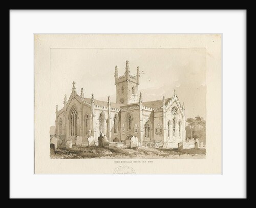 Handsworth Church: sepia drawing, 1841 by Thomas Peploe Wood