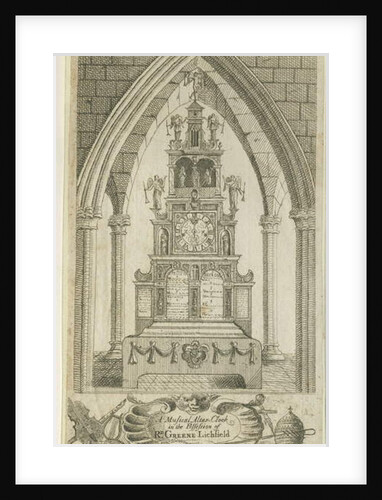 Lichfield - Musical Altar-Clock: etching by Richard Greene