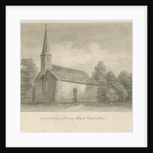 Haselour Chapel: sepia drawing, 1828 by John Buckler