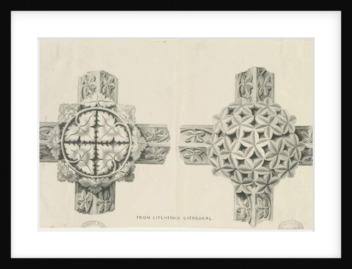 Interior of Lichfield Cathedral - Carved Foliage: lithograph by School English
