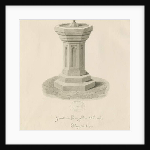 Font in Haughton Church by John Buckler