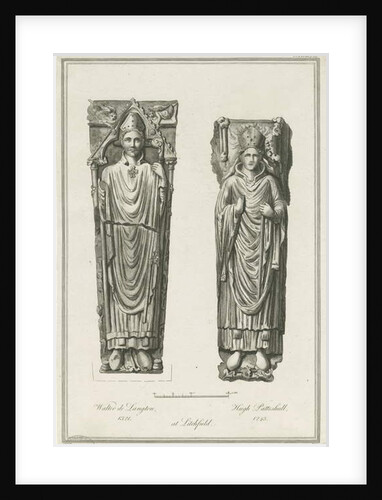 Lichfield Cathedral - Effigies of Walter de Langton and Hugh de Patteshull: engraving by Richard Woollett Basire