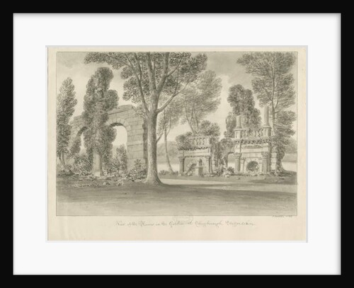 Shugborough - Ruins in Garden: sepia drawing, 1842 by John Buckler