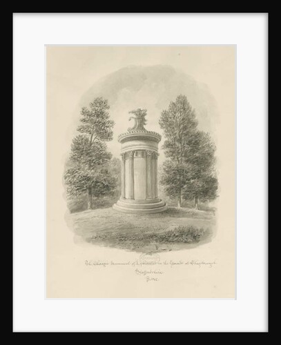 Shugborough - The Choragic Monument of Lysicrates: sepia drawing, 1842 by John Buckler