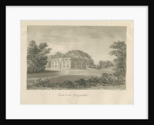 Hints Hall: sepia drawing, 1838 by John Buckler