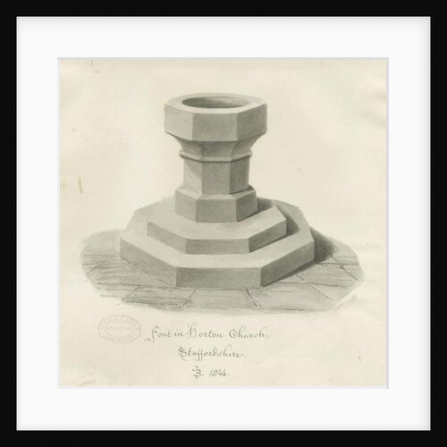 Font in Horton Church by John Buckler