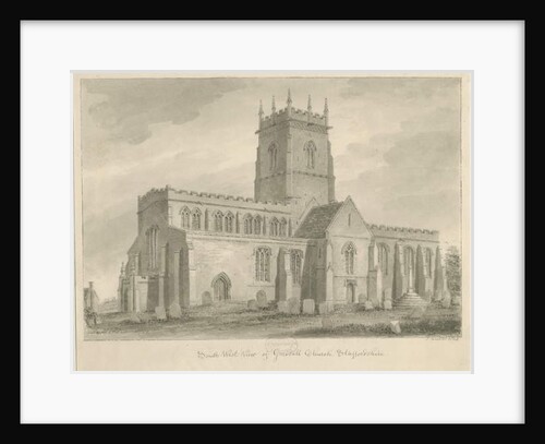 Gnosall Church: wash drawing, 1842 by John Buckler