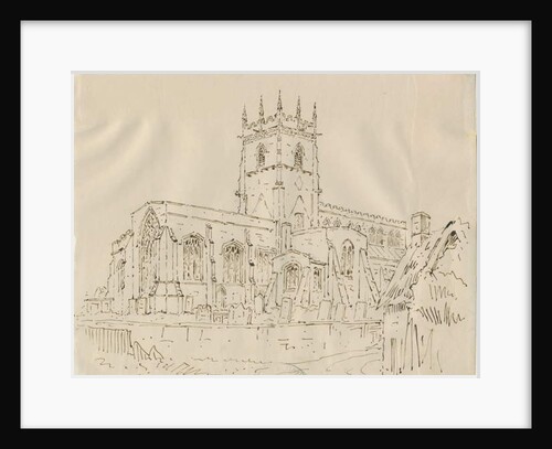 Gnosall Church: pen and ink drawing by School English