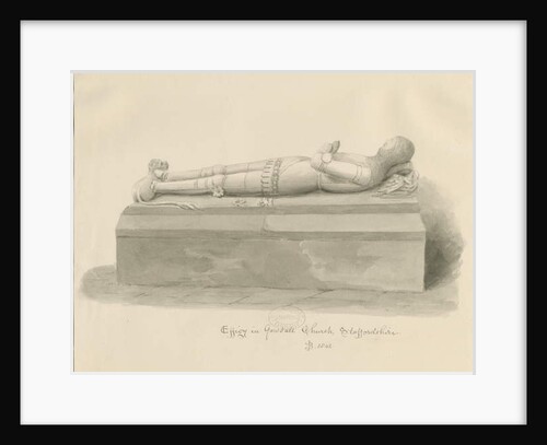 Gnosall Church - Effigy: wash drawing, 1842 by John Buckler