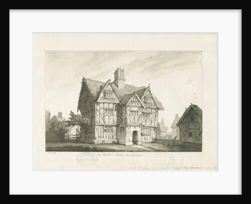 Gnosall Village - Ancient House: wash drawing, 1838 by Thomas Peploe Wood