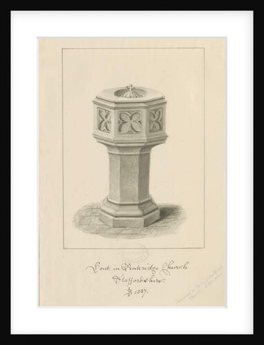 Font in Penkridge Church by John Buckler