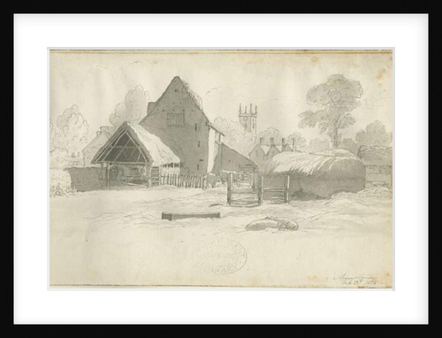 Shenstone - Farm: sepia drawing, nd [1788-1855] by Henry Curzon Allport