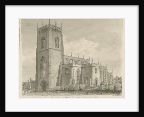 Penkridge Church: sepia drawing, 1837 by John Buckler