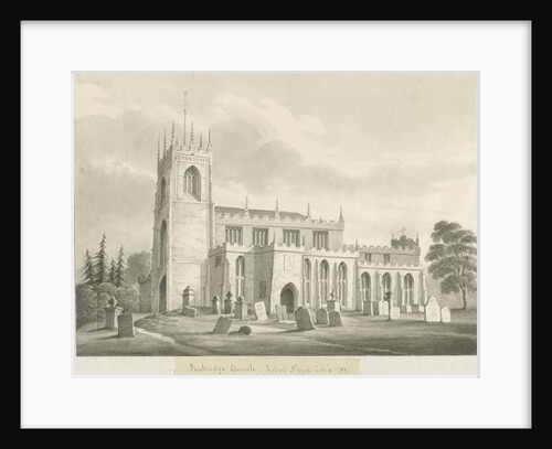 Penkridge Church: sepia wash drawing, 1831 by Robert Noyes