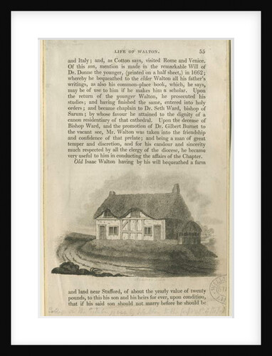 Stafford - Cottage of Isaac Walton: engraving by Philipp Audinet