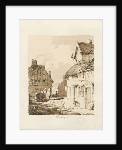 Penkridge Town: sepia drawing, 1836 by Thomas Peploe Wood