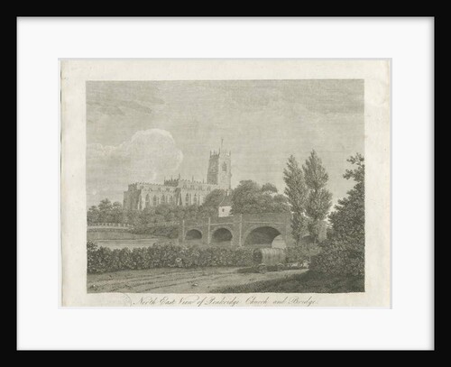 Penkridge Town - Church and Bridge: engraving by School English
