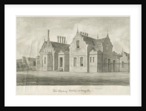 Stafford - Railway Station: sepia drawing, 1844 by John Buckler