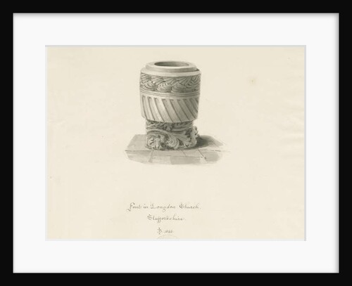 Font in Longdon Church by John Buckler